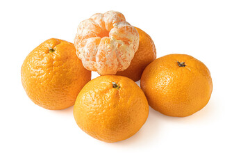 juicy ripe tangerines isolated on white
