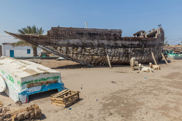 Boats on a beach in Tadjoura, Djibouti