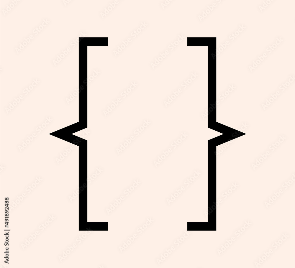 Poster curly braces punctuation mark black icon. square brackets symbol for typing or typography. ornament 
