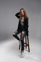 Fototapeta premium Studio portraits of a young Ukrainian girl. fashion industry