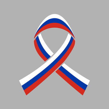 Flag of Russia. 12th of June. Vector illustration. Awareness ribbon on gray background. Independence day. National symbol. EPS10.