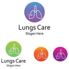 Lungs health and lungs care logo icon vector design illustration template