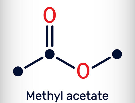 Methyl acetate, methyl ethanoate molecule. It is acetate ester, solvent. Structural chemical formula