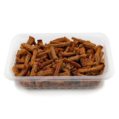 Natural baked crackers from black bread