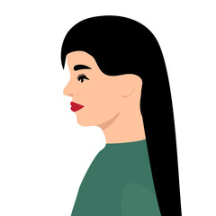 profile woman portrait flat design, isolated
