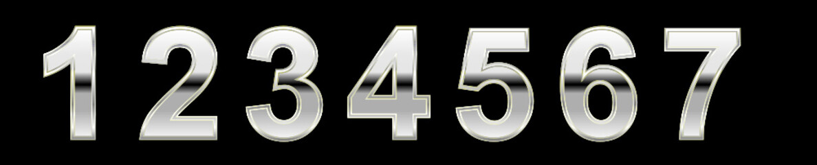 chrome metallic numbers pack colletion retro style in vector art 