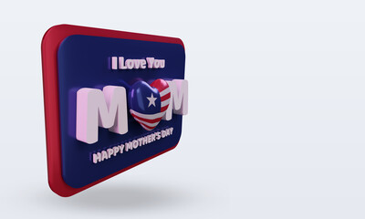 3d mothers day Liberia flag rendering left view