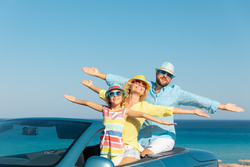 Happy family travel by car on summer vacation - 491899270