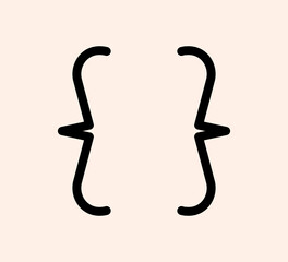Curly braces punctuation mark black icon. Creative vintage brackets symbol for typing or typography. Ornament and vector eps isolated design element concept for messages and quotes