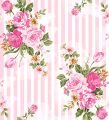 pink roses  on stripes background