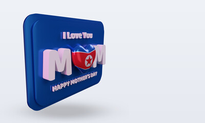 3d mothers day North Korea flag rendering left view
