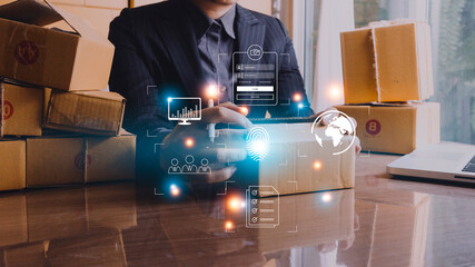 Technology fingerprint scan provides security. digital transformation change management,new technology big data and business process strategy, automate operation, customer service management.