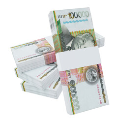 Laos Currency Kip 100.000: Stack of LAK Laos banknote