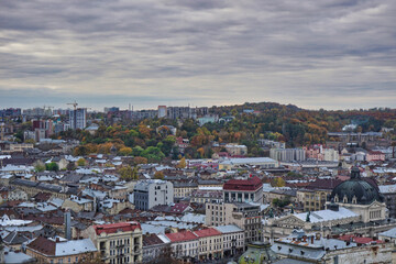 Obraz premium general view of historical city of lviv, ukraine