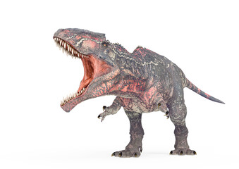 giganotosaurus is intimidating the others on white background cool view © DM7
