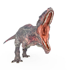 giganotosaurus is intimidating the others on white background © DM7