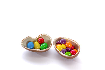 tasty chocolate egg on white