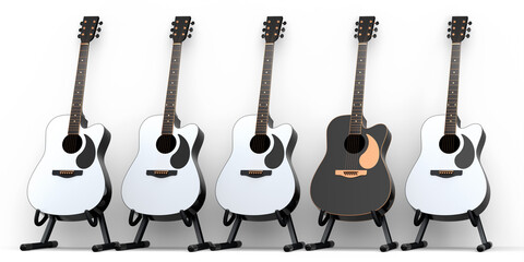 Fototapeta premium Set of acoustic guitar isolated on white background.