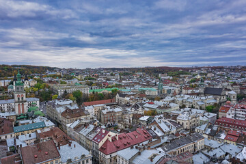 Fototapeta na wymiar general view of historical city of lviv, ukraine