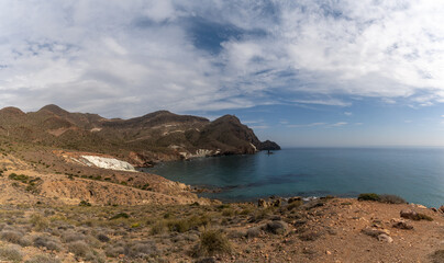 Fototapeta na wymiar the wild and rugged coastline of the Cabo de Gata Nature Reserve in Andalusia