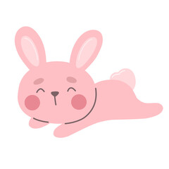 Cute bunny, animal vector isolate in cartoon style.