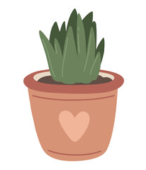 Obraz premium Plants in a pot, spring planting. Vector illustration.