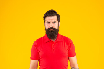 Obraz premium brutal caucasian guy with moustache. confident and handsome bearded man