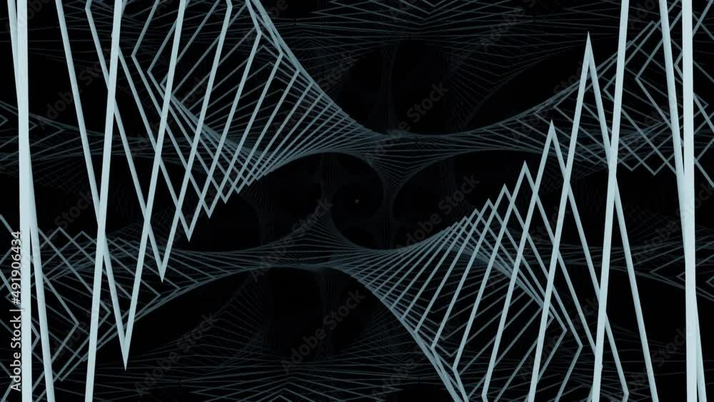 Poster optical illusion with a twisted monochrome tunnel, seamless loop. design. crossed lines looking like