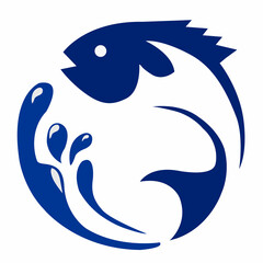 Fototapeta premium fish logo template design illustration. Fish with water splash logotype