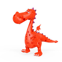 baby dragon is walking up on white background