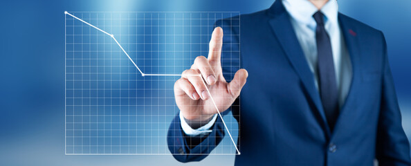 business man touching charts projection