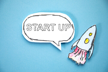 start up text on page with rocket