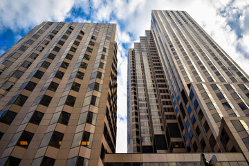 Obraz premium Skyscrapers on a cloudy sky in Hartford, CT