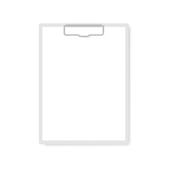 White clipboard with blank white sheet. Vector