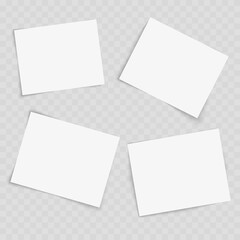 Set of white papers on transparent background. Vector
