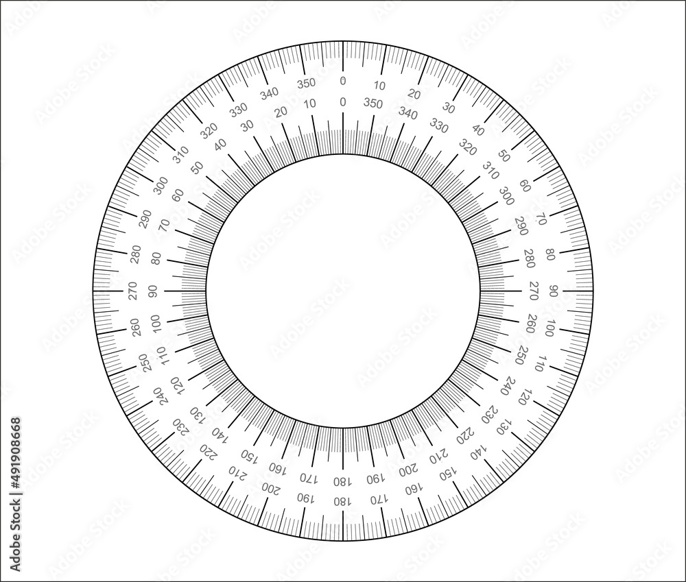 Aufkleber measuring circle blank. circular protractor grid for measuring degrees.