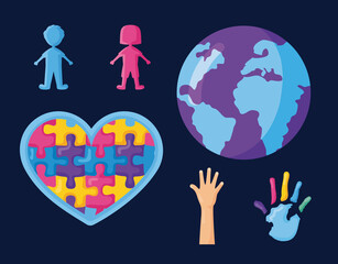 six autism day icons