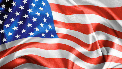 USA American flag background texture, silk