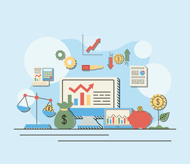 financial business and desktop