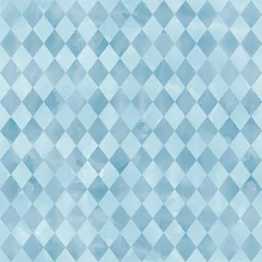 Foto op Canvas Watercolor rhombus seamless pattern. Geometric background in shades of blue. Vintage style. Stock illustration. © marina draws