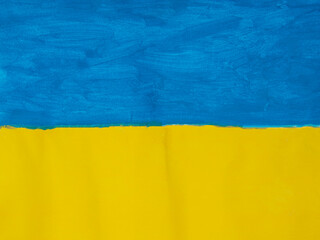 Painted ukrainian national flag no war concept background blue yellow