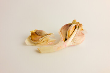 Raw garlic isolated on white background