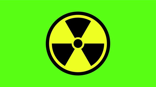 Radiation sign video animation on green background