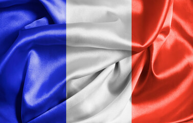 France flag, silk fabric background