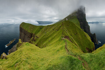 Faroe Islands, Denmark, Kallur lighthouse 