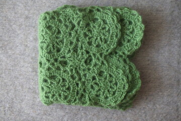 Crochet handmade green szydełko wool flower - obrazy, fototapety, plakaty