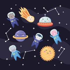 space animals eight icons