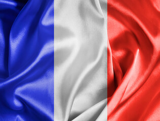 France flag, silk fabric background