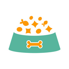 Vector illustration of cartoon pet feed on white background.