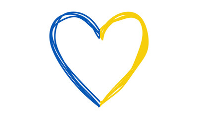 Ukraine flag icon in the shape of heart. Save Ukraine concept. Vector Ukrainian symbol, icon, button